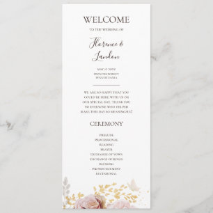 Modern Blush Floral   Wedding Program Programme