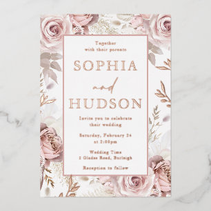 Modern Blush Floral Wedding Rose Gold
