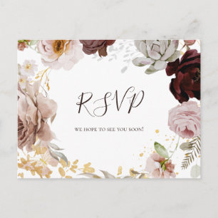 Modern Blush Floral   Wedding RSVP Postcard