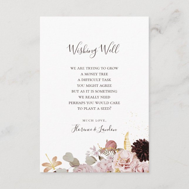 Modern Blush Floral | Wedding Wishing Well Enclosure Card (Front)