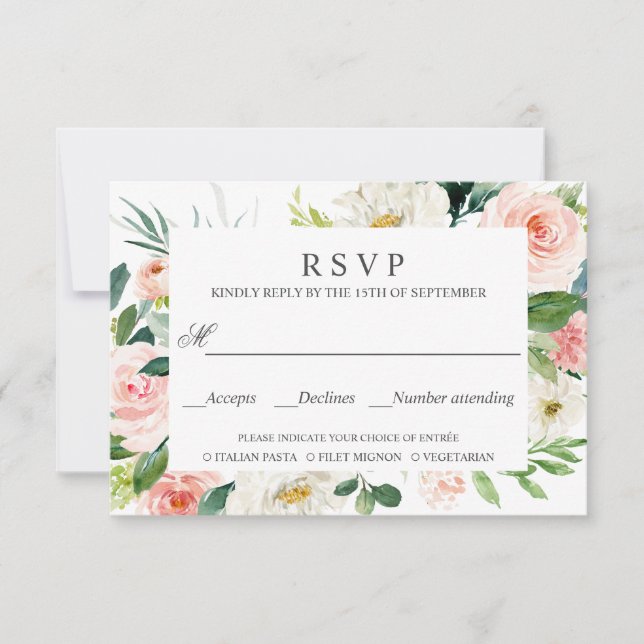Modern Blush | Frame WEDDING RSVP MEAL CHOICE (Front)