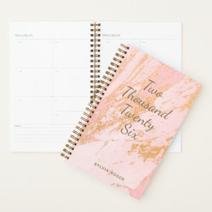 Modern Blush Gold Marble Pattern Girly Name Planner