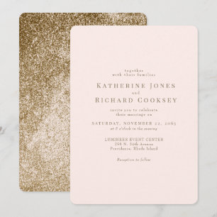 Modern Blush & Gold Rounded Glam Wedding Invitation