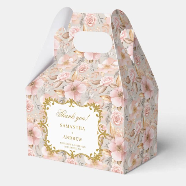 Modern Blush Gold Wedding Favour Box Custom Text (Modern Blush Gold Wedding Favor Box Custom Text)