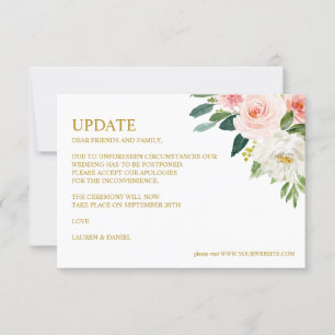Modern Blush Gold WEDDING UPDATE Invitation