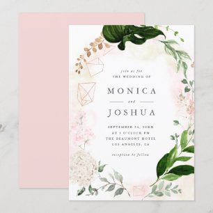 Modern Blush & Green Botanical Greenery Wedding Invitation