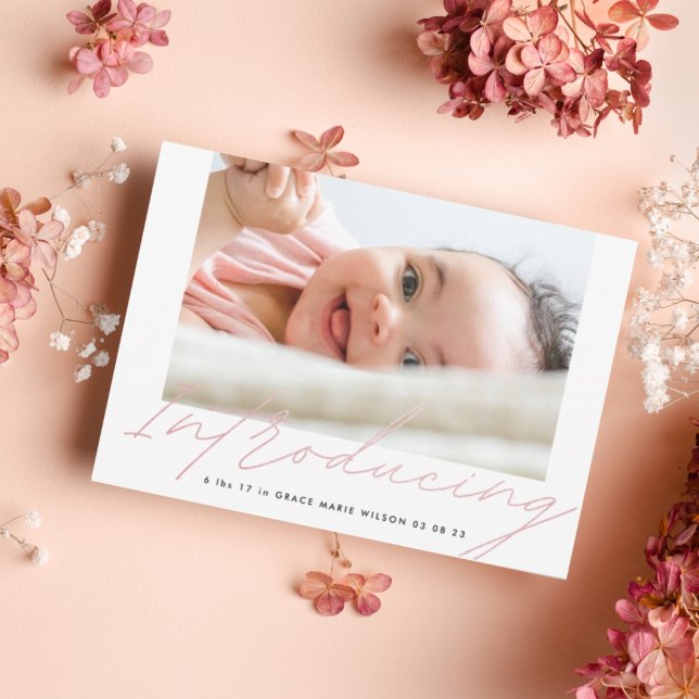 Modern Blush Introducing Hand Written Photo Baby (Creator Uploaded)