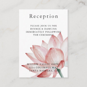 Modern Blush  Lotus Flower Wedding Reception  Enclosure Card