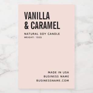 Modern blush minimalist soy candle product label
