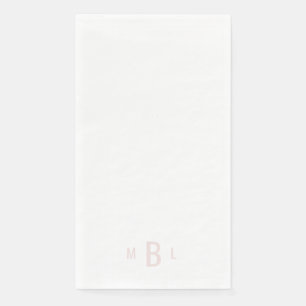 Modern Blush Monogram White Wedding Napkin