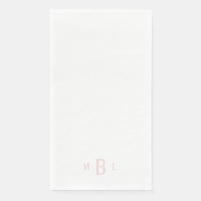 Modern Blush Monogram White Wedding  Napkin (Front)