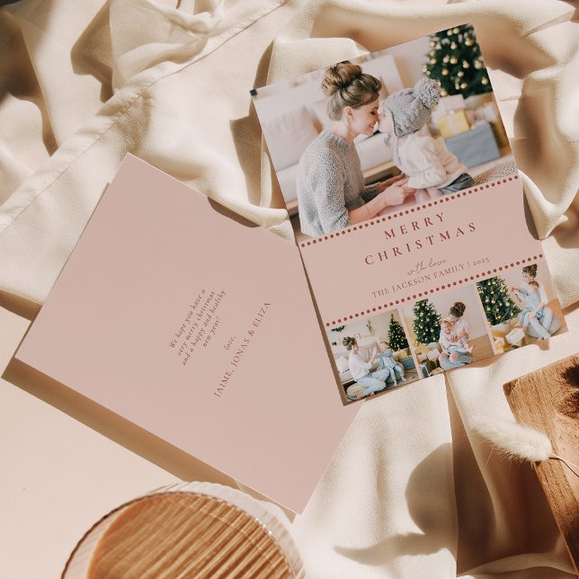 Modern Blush Multi Photo Christmas Holiday Card (Creator Uploaded)