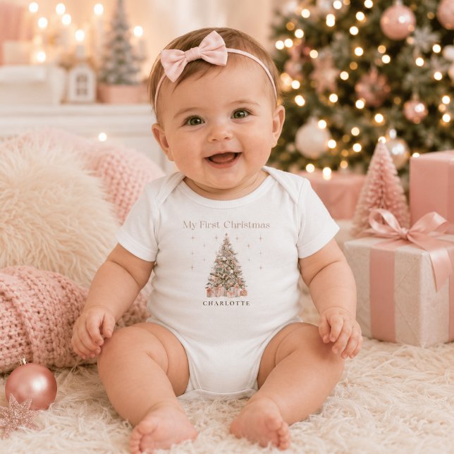 Modern Blush My First Christmas – Personalised Baby Bodysuit (Creator Uploaded)
