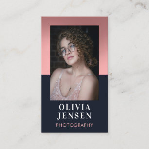 Modern Blush & Navy Professional Business Photo Card