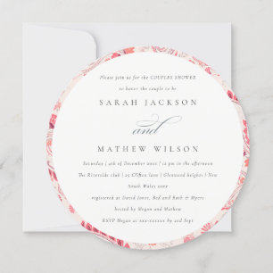 Modern Blush Paisley Typography Couples Shower Invitation