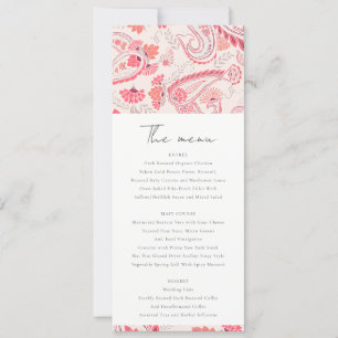 Modern Blush Paisley Typography Wedding Menu Card
