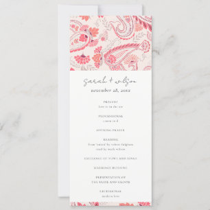 Modern Blush Paisley Typography Wedding Program Invitation