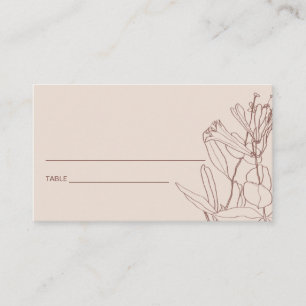 MODERN BLUSH PASTEL LINE DRAWING FLORAL PLACE CARD