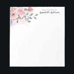 Modern Blush Pastel Pink Floral Watercolor Script Notepad<br><div class="desc">Modern Blush Pastel Pink Floral Watercolor Script Notepad</div>