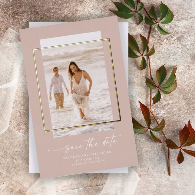 Modern Blush Photo Save The Date Gold (Creator Uploaded)