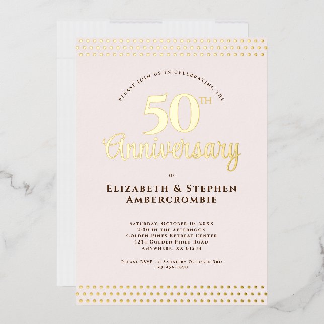 Modern Blush Pink 50th Wedding Anniversary (Envelope)
