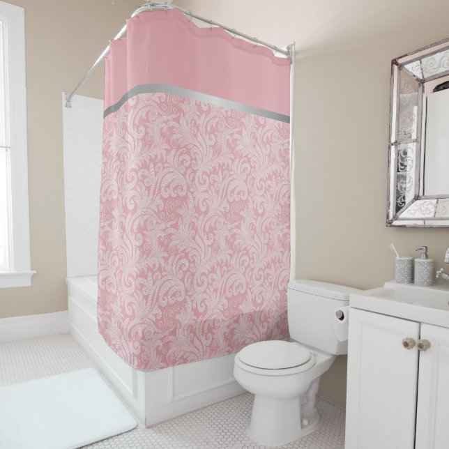 Modern Blush Pink Abstract Shower Curtain  (In Situ)