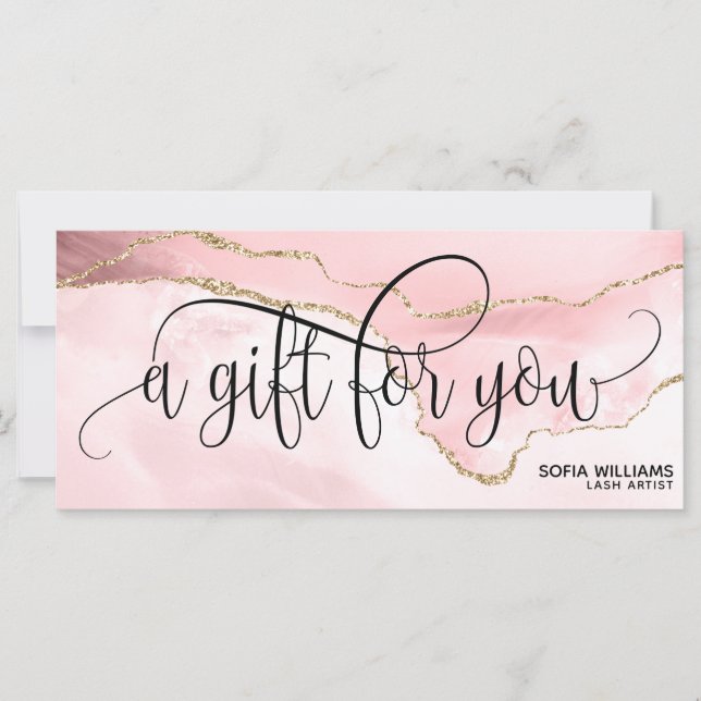 Modern Blush Pink Agate Certificate Gift Card (Front)