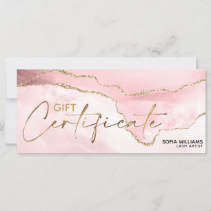 Modern Blush Pink Agate Certificate Gift Card