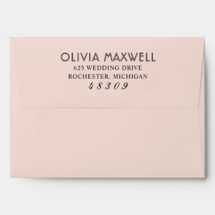 Modern Blush Pink and Black Wedding Envelope