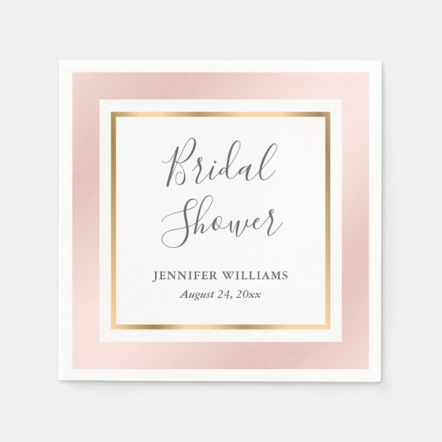 Modern Blush Pink and Gold Bridal Shower Napkins (Front)