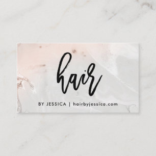 Modern Blush Pink and Grey Marble   Hair Business Card
