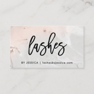 Modern Blush Pink and Grey Marble   Lashes Business Card