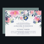 Modern Blush Pink and Navy Floral Wedding Invitation<br><div class="desc">This stylish and trendy wedding invitation features watercolor look blush pink and navy blue flowers and leaves. We have used art from LABFcreations.</div>