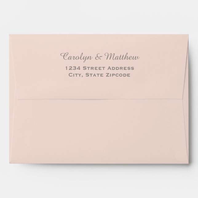 Modern Blush Pink and Pewter Grey Wedding Envelopes (Back (Top Flap))