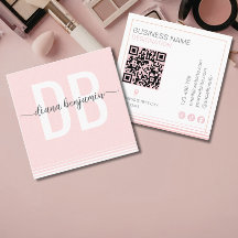 Modern blush pink and white monogram Qr Code