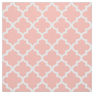 Modern Blush Pink and White Quatrefoil Pattern Fabric