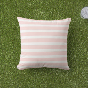 Modern Blush Pink and White Stripes Cushion