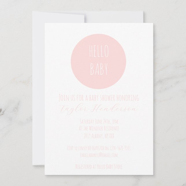 Modern Blush Pink Baby Shower Invitation (Front)