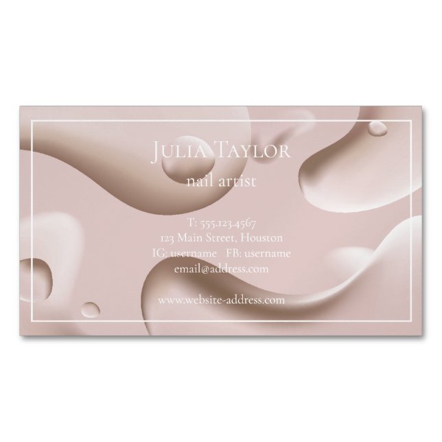 Modern Blush Pink Beauty Salon Nail Artist Magnetic Business Card (Front)