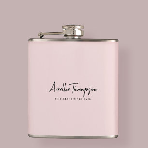 Modern Blush Pink Best Bridesmaid Ever Bridal  Hip Flask