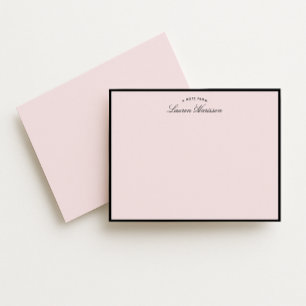 Modern Blush Pink Black Frame Note Card