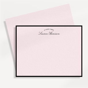 Modern Blush Pink Black Frame Note Card