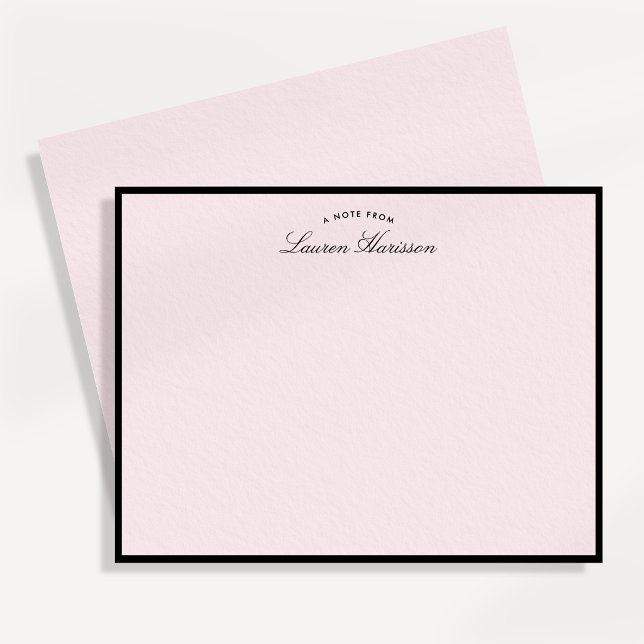 Modern Blush Pink Black Frame Note Card (Creator Uploaded)