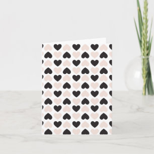 Modern Blush Pink Black Love Hearts Pattern Card