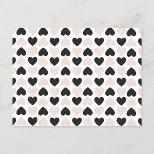 Modern Blush Pink Black Love Hearts Pattern Holiday Postcard
