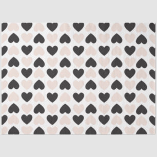 Modern Blush Pink Black Love Hearts Pattern Tissue Paper