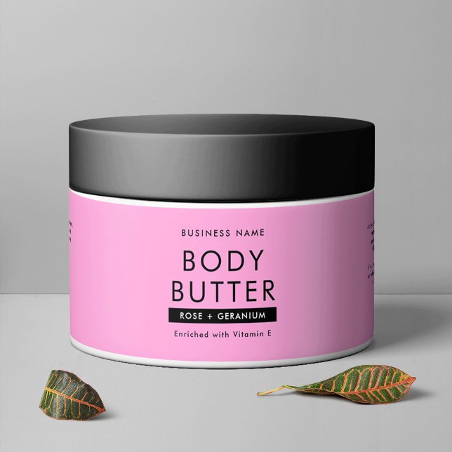 Modern Blush Pink Body Butter Cosmetic Jar Label (Modern Blush Pink Body Butter Cosmetic Jar Waterproof Product Label)