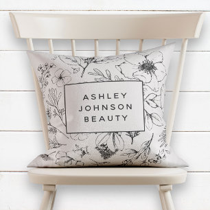 Modern Blush Pink Botanical Floral Business Cushion