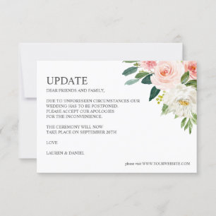Modern Blush Pink Botanical WEDDING UPDATE Invitation