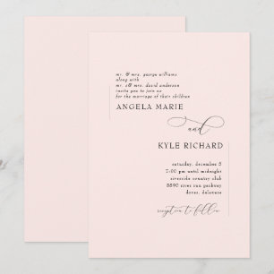 Modern Blush Pink Both Parents Wedding Invitation